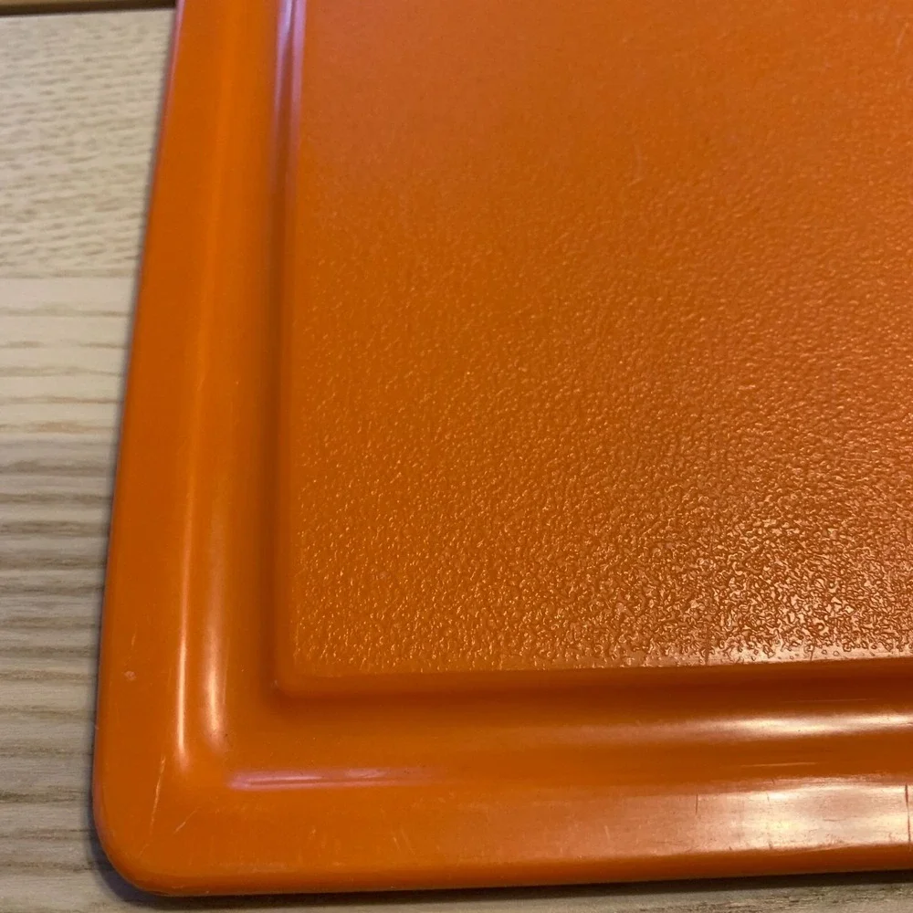 Vintage MCM Mushroom Orange Plastic Cutting Board Veggie Fruit Design Farm House